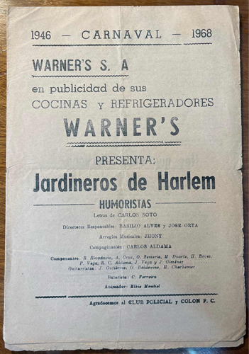 Repertorio De Humoristas Jardineros De Harlem - 1968