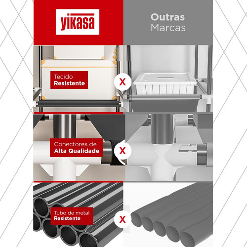 Guarda Roupas Desmontável Com 8 Divisores Cinza Yikasa