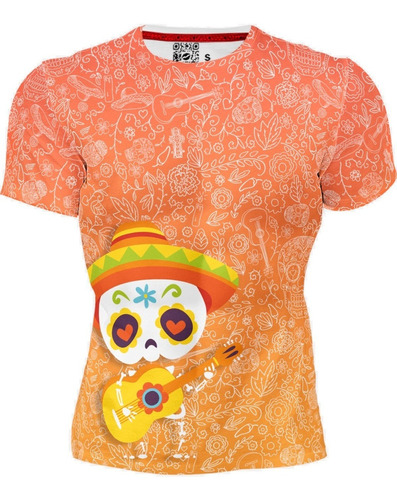 Playera Sublimada Día De Muertos Calavera Esqueleto Guitarra