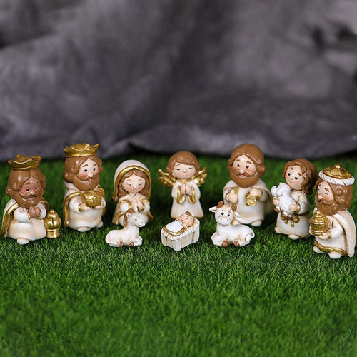 Resina Natividad Figuras Pesebre Miniaturas Estatua Mesa