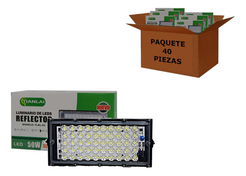 Reflector Led 50w Ilumina 500w Rectangular 40 Piezas Caja 