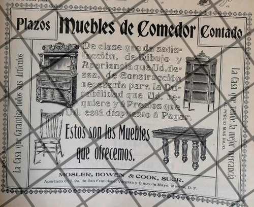 Cartel Publicitario Antiguo Tienda Mosler Bowen 1906 /10