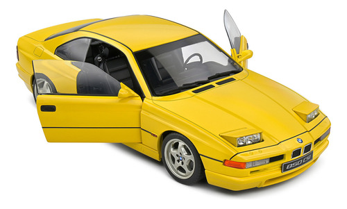 Miniatura Bmw 850 (e31) Csi V12 1990 Amarelo Dakar 1:18 Solido