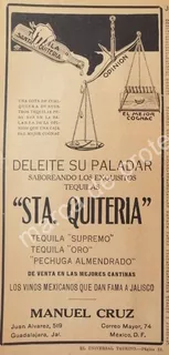Cartel Retro Tequila Santa Quiteria De Manuel Cruz 1922