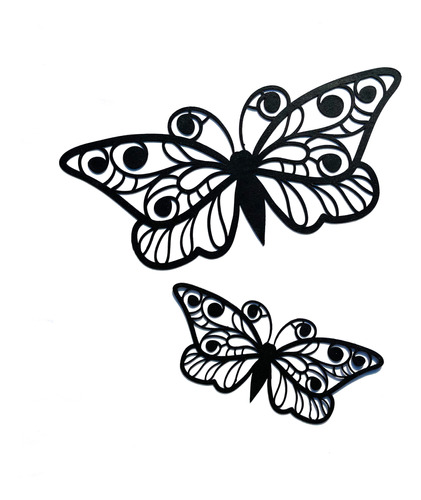 Set Dos Mariposas Caladas En Chapa De Hierro Pintado Negro