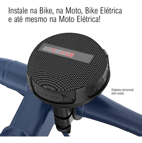 Imagem 2 de 10 de Caixa De Som Bluetooth Para Bike Com Relógio E Velocímetro