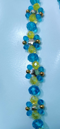 Set Collar Y Pulsera Cristal Amarillo Y Azul