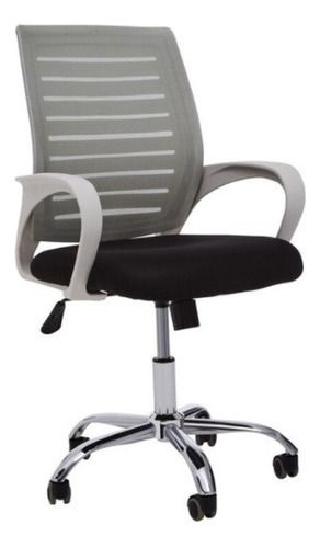 Silla Oficina Escritorio Ruedas Cromado Regulable - Ellen Color Gris Oscuro