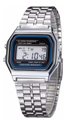 Imagen 3 de 10 de Reloj Vintage Digital Luz Alarma Malla Acero Estuche Garant.