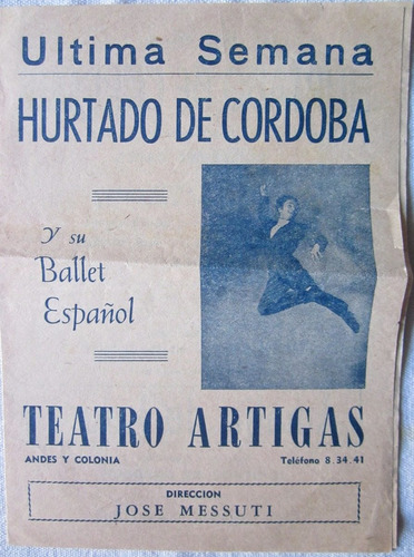 Antiguo Programa Teatro Artigas Ballet Español Hurtado De Co