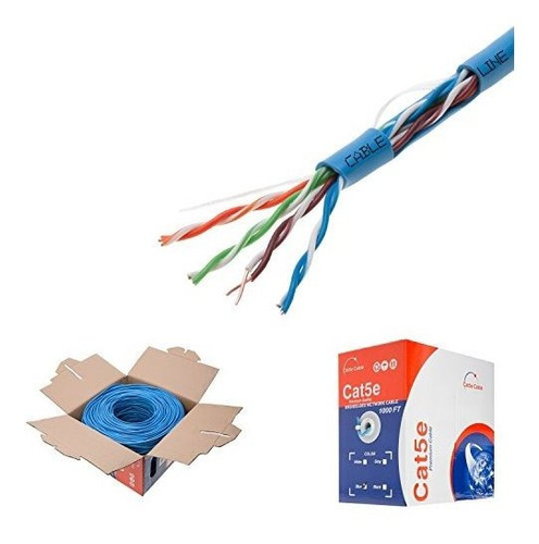 Cable De Red A Granel Utp Cat5 Azul Sólido De 1000 Pies Cat5