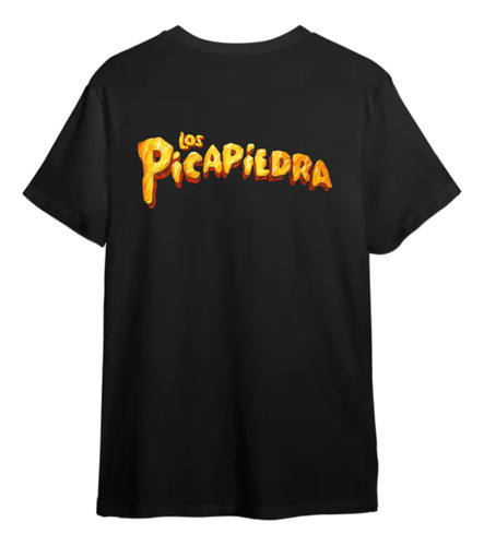 Remera Negra Hombre Estampada Vinilo Los Picapiedras