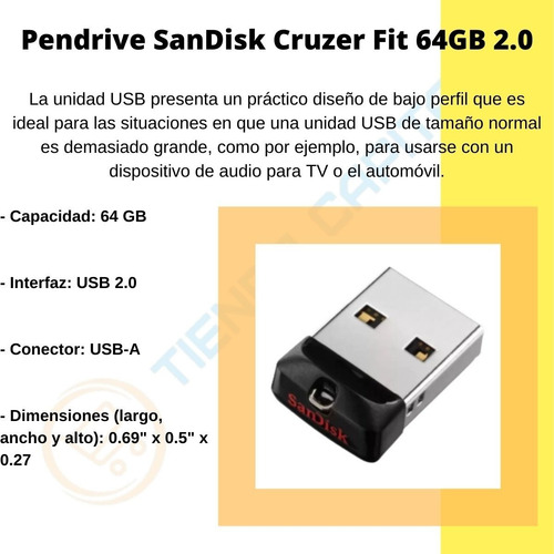 Pendrive SanDisk Cruzer Fit 64GB 2.0 negro