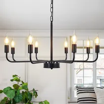 Comprar Candelabro Negro Mate Moderna Lampara Techo Comedor 8 Luz
