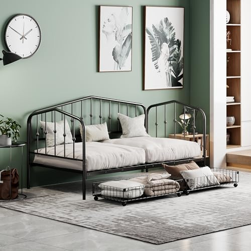 Sofá Cama Extensible De Metal, Elegante Marco De Cama De Tam