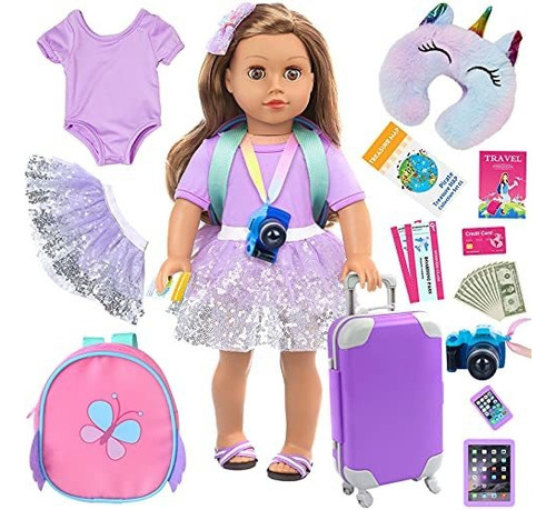 23 Pcs American 18 Inch Girl Doll Accesorios Maleta Equ...