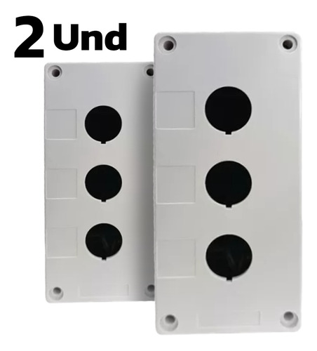 Caja Botonera Plástica Control 3 Huecos 22 Mm Pack 2 Unds
