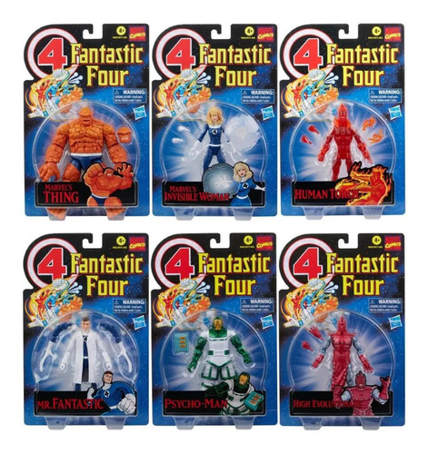 Marvel Legends Retro Pack 6 Figuras 4 Fantasticos - Hasbro
