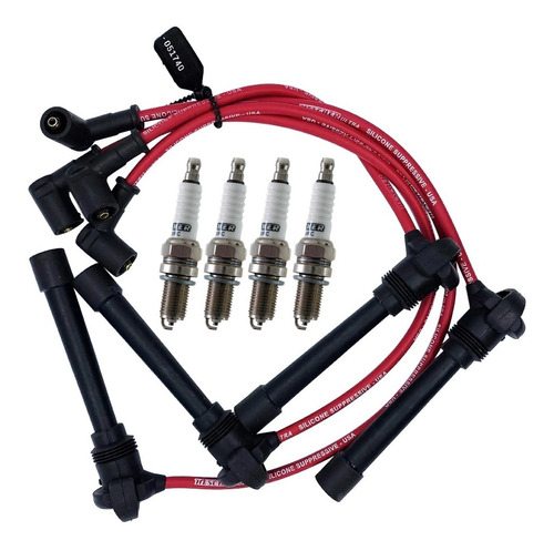 Cables De Bujia + 4 Bujias Hescher Fiat Motor 1.3 16v Fire