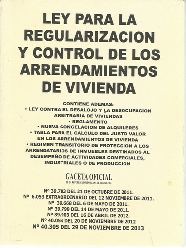 Ley Para La Regularización Y Control De Los Arrendamientos D