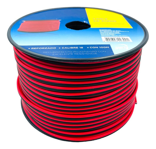 Cable Audio Para Bocina Bicolor (negro-rojo) 100m Calibre 18