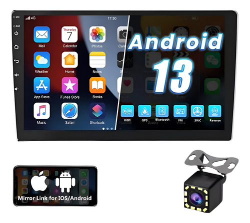 Estereo Pantalla 9 Android 13 Gps Bt Full Hd 4 Ram 64 Rom Negro