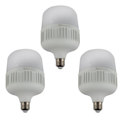 Kit 3 Pzas Foco Led Tipo Bala Jumbo 50w Luz Blanca Luz Blanco Frío