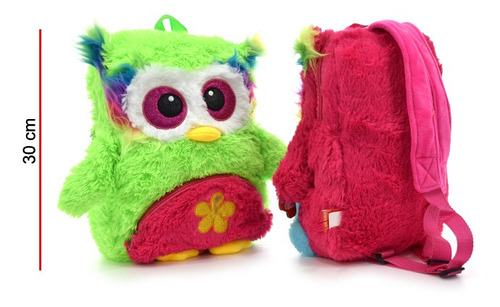 Imagen 4 de 6 de Mochila Peluche Lechuza Con Bolsillo Externo Jeg 7936