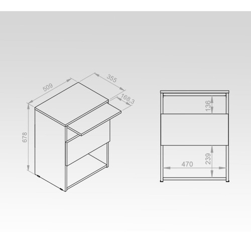 Mesa De Luz Con Desayunador Y Cajón Wengue Begônia