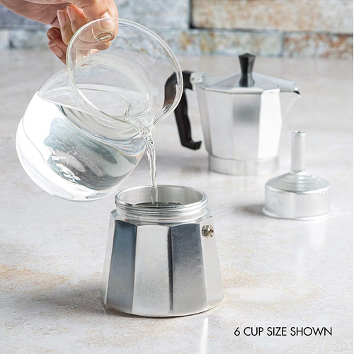 Cafetera Greca Estilo Italiana En Aluminio Para 6 Tazas