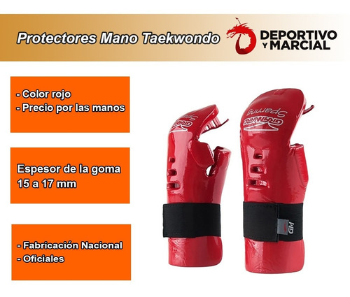 Imagen 5 de 10 de Protectores Pie O Mano Taekwon-do Sparring Oficiales Itf 2a5