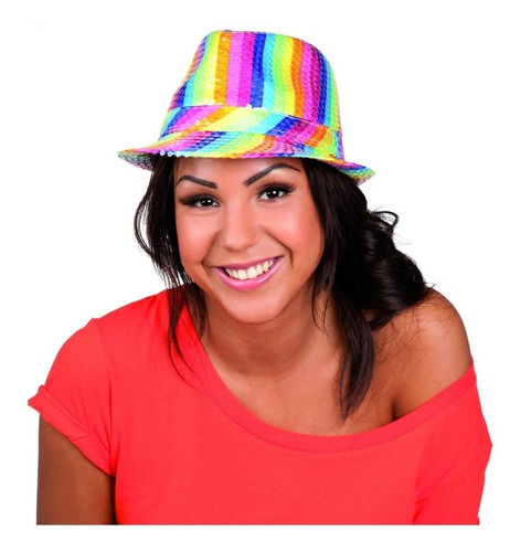 Sombrero Gorro Funyi Multicolor Con Lentejuelas Arcoiris
