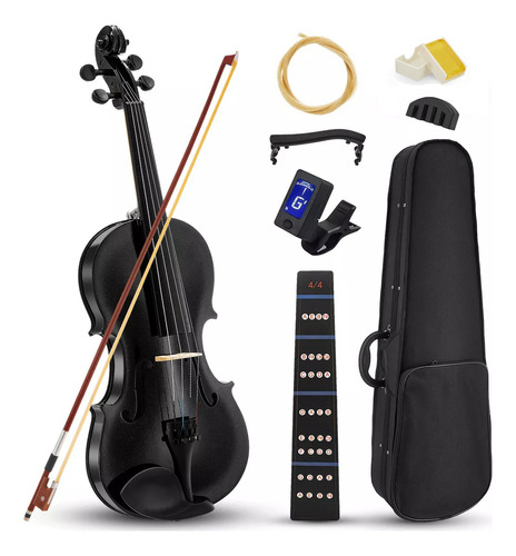 Violin Acustico 4/4 Profesional Con Estuche Y Arco Y Accesorios Color Negro AMOLORIA