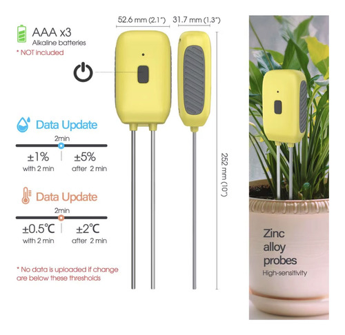 Medidor Suelo Inteligente Bluetooth 2en1 Humedad Temperatura