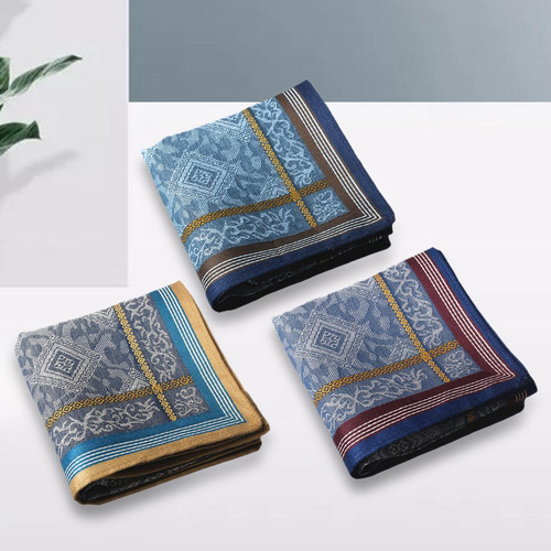 3x Pañuelos De Algodón Para Hombre Pañuelos Jacquard