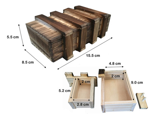 Rompecabezas vintage caja con compartimiento secreto Wooden Magic Puzzle Box 101735