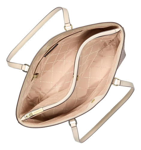 Bolsa Michael Kors Tote Mujer Vainilla Jetset Large Original Vainilla Monograma Dorado Vainilla