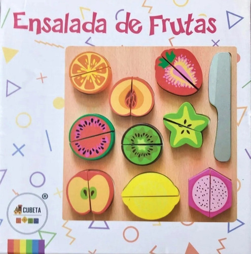 Juego Para Cortar Frutas Madera Grande Didáctico Con Abrojo Color