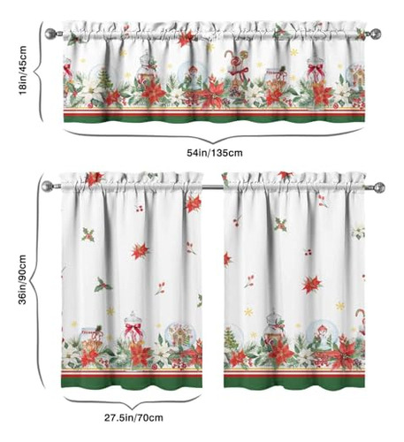 Cortinas Y Adornos De Cocina Navideños Conjunto De 3, Decora