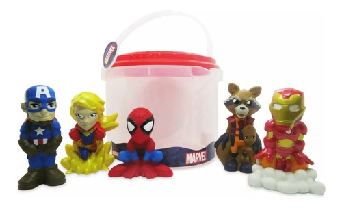 Disney Store - Marvel Set De Figuras Para Baño Con Cubeta