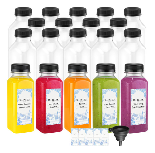 Nyhi 20 Botellas De Plástico Transparente Para Jugos Con T.