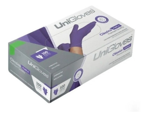 Luvas descartáveis UniGloves Clássico cor violeta tamanho  G de látex com pó x 100 unidades 