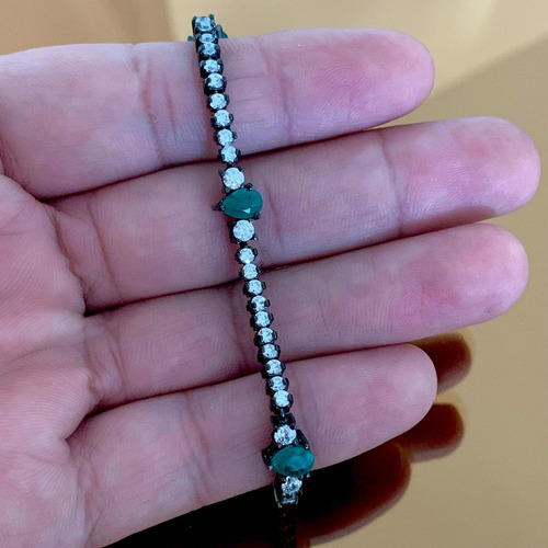 Pulseira Riviera 2mm Intercalada Com Gotas Zircônias