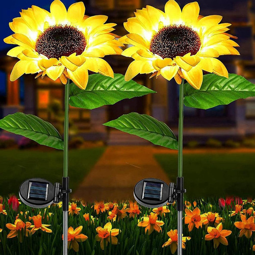Mz Paquete De 2 Luces Solares Con Forma De Girasol, Led,