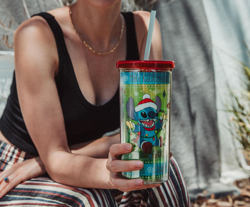 Taza Silver Buffalo Disney Lilo & Stitch De 600 Ml Con Pajit