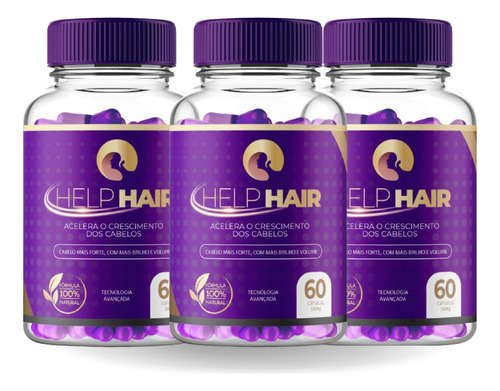 Help Hair Nutrição Queda De Cabelo 100% Natural - 180cps