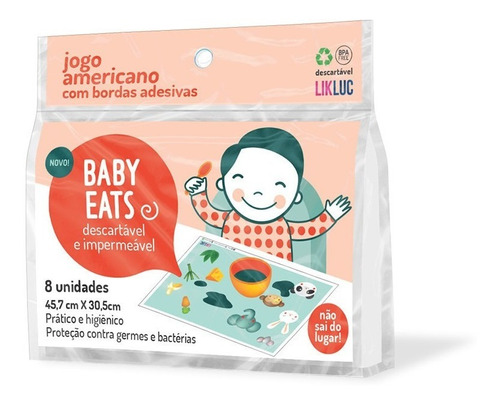 Baby Eats Jogo Americano Com Bordas Adesivas 8 Unid. Likluc