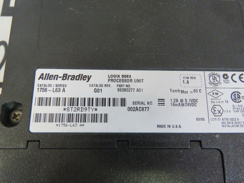 Allen Bradley 1756 Rack W/ (3) 1756-l63 Ser B (1) 1756-l Ssk