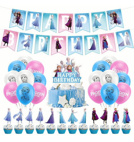 Kit Fiesta Frozen Elsa Anna Decoracion Globos De Cumpleaños