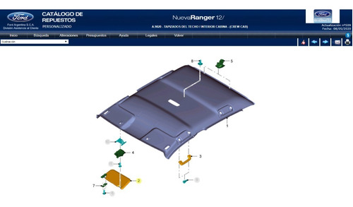Visera Parasol  Ford Ranger 2016 A 2019 C/espejo Derecha